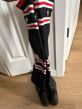 Givenchy Black Over-the-Knee Combat Boots with Red and White Stripes